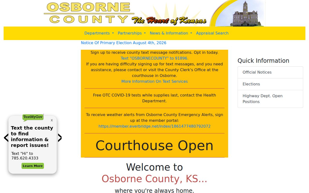 Osborne County court docket county government homepage