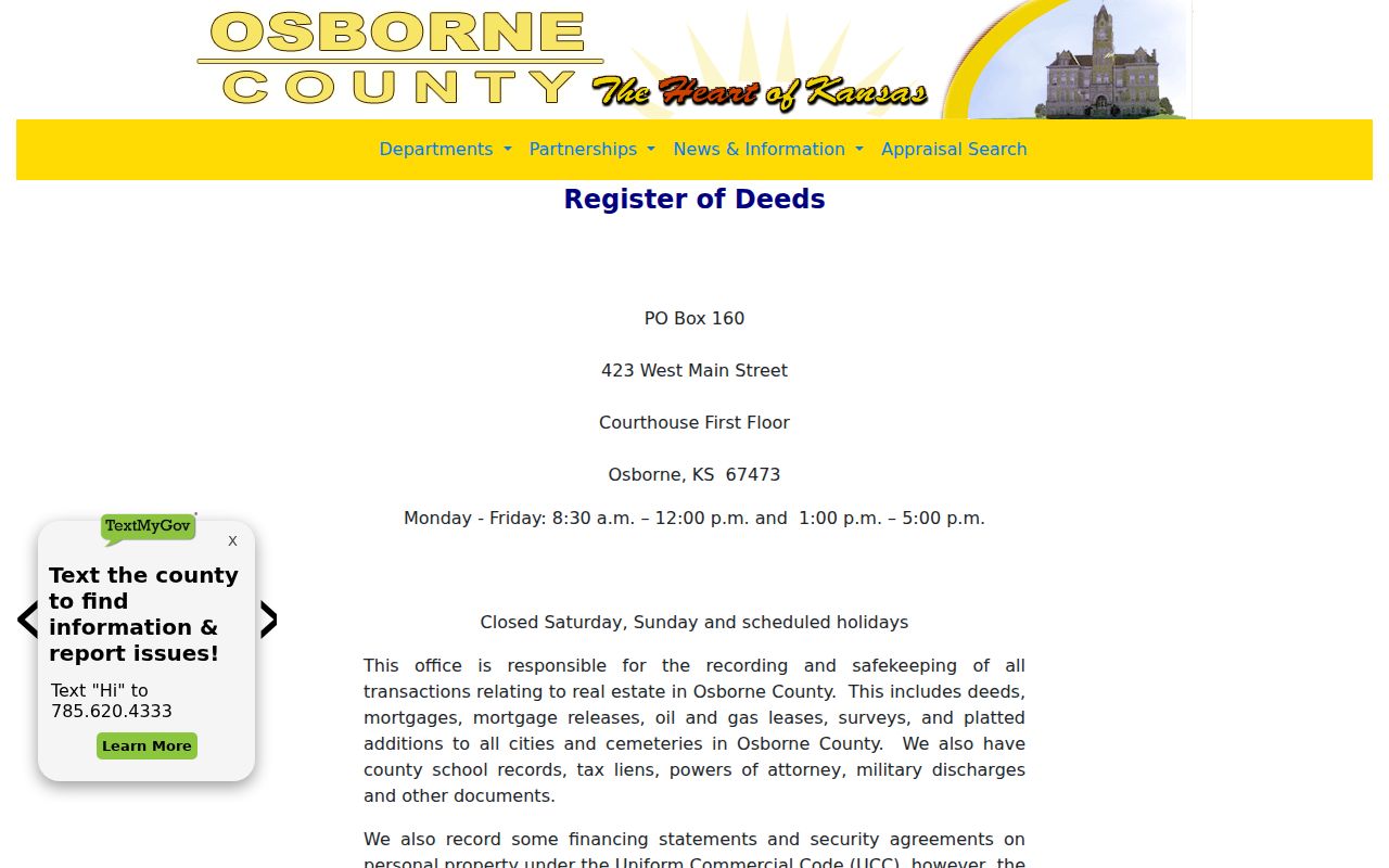 Osborne County court docket and Register of Deeds distinction